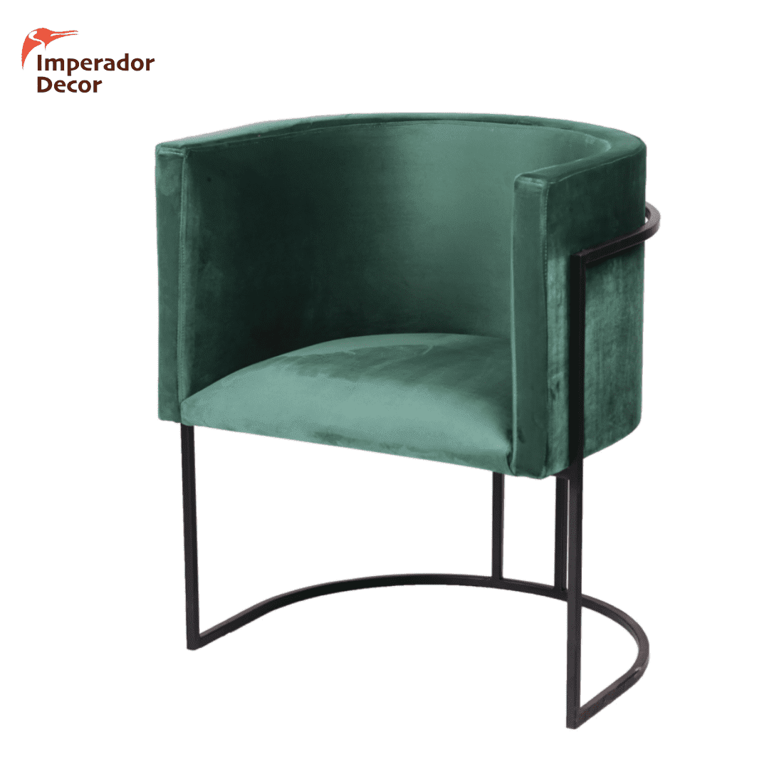 Poltrona Luna Verde Musgo e Preto p/ Sala