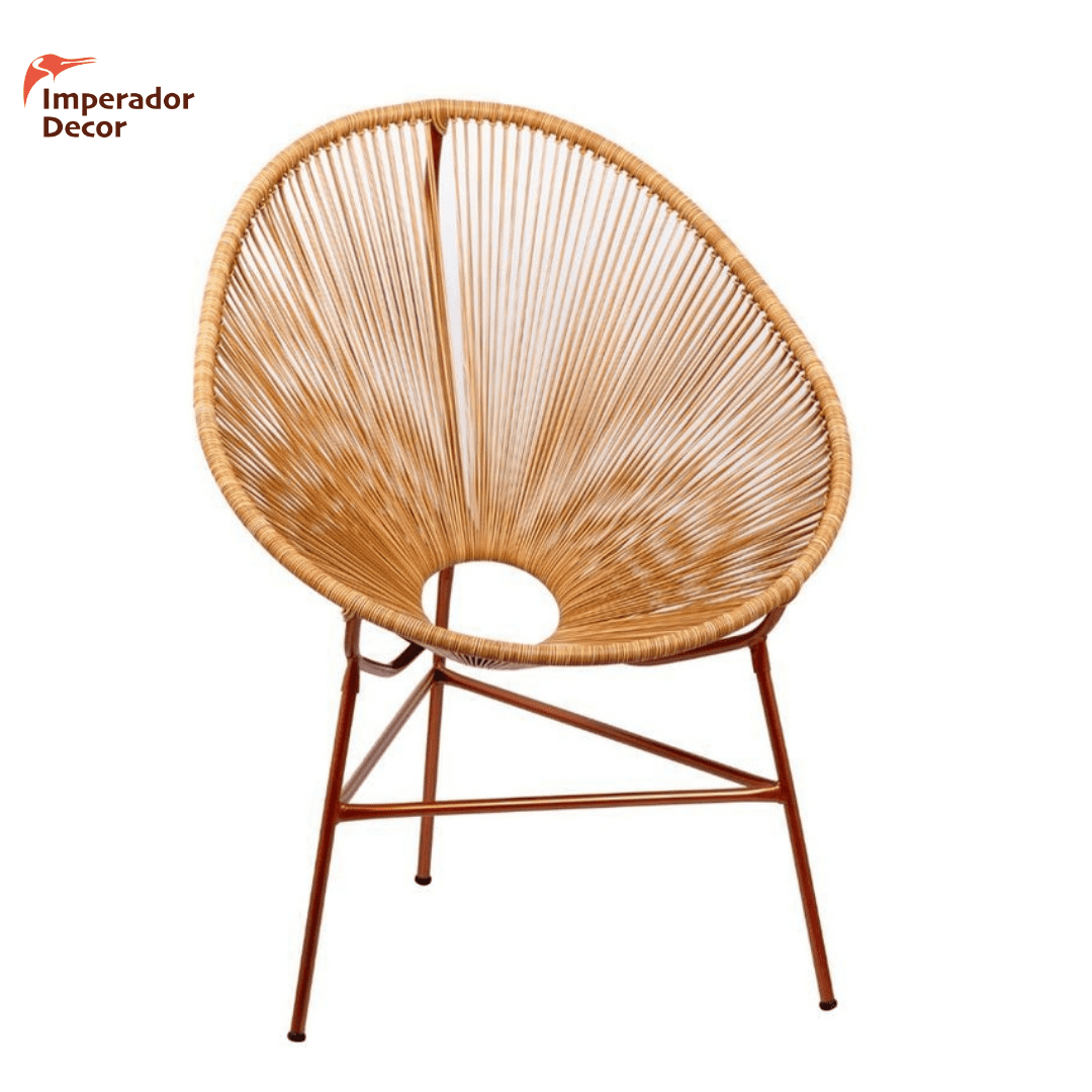 Cadeira Acapulco Cobre e Palha p/ varanda