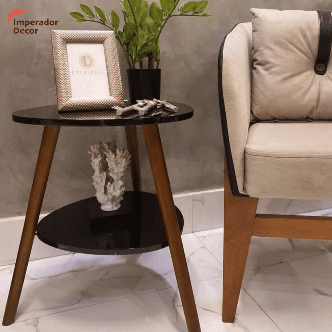 Mesa de Lateral Italian Preta com Laqueado Premium