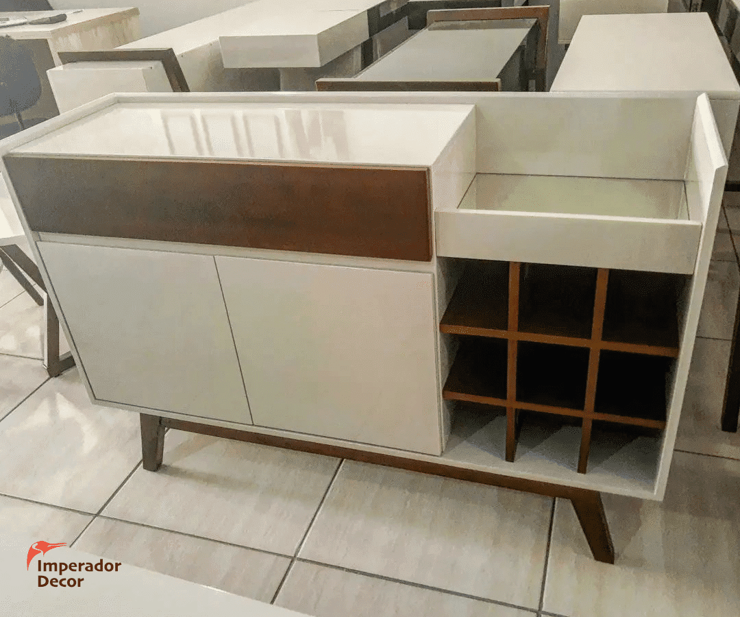 Aparador Buffet Bar com Adega com Laqueado Premium