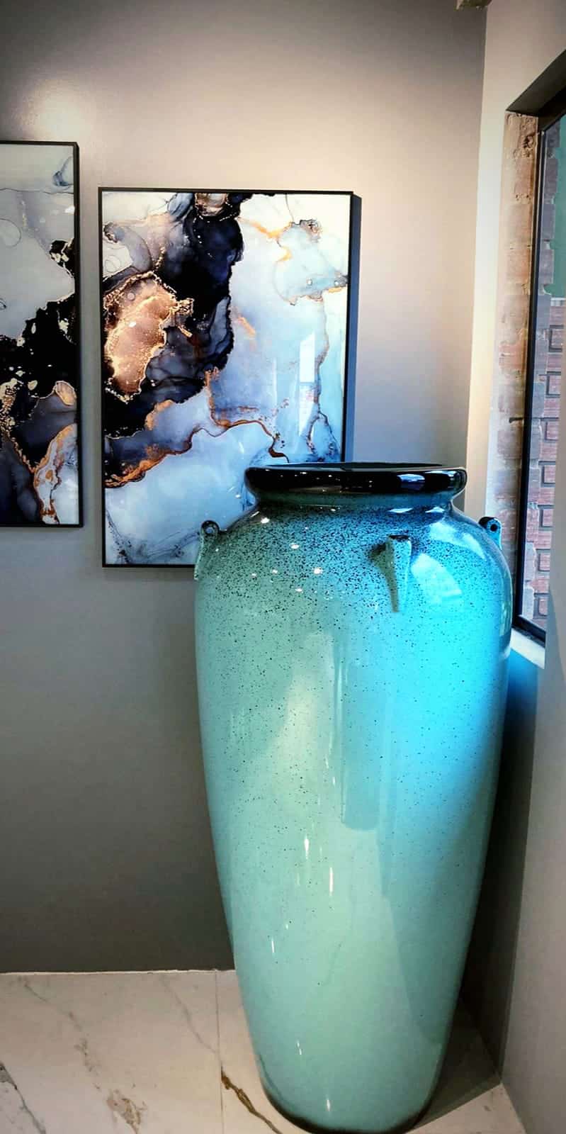 Vaso em Fibra de Vidro Estilo Vietnamita Pear Branco II - Imagem 3