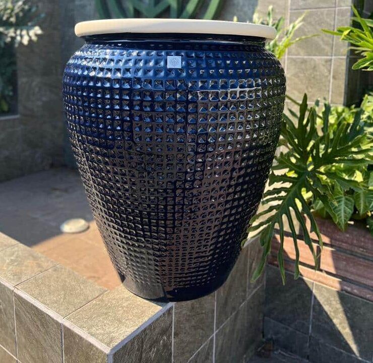 Vaso em Fibra de Vidro Estilo Vietnamita Havaí Azul