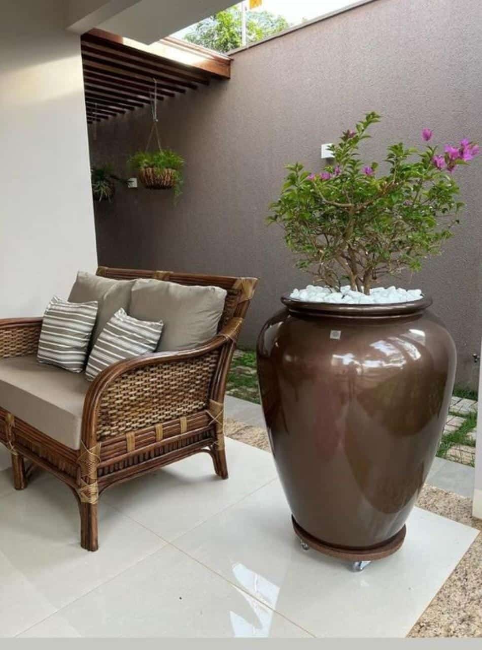 Vaso em Fibra de Vidro Estilo Vietnamita Asteca II