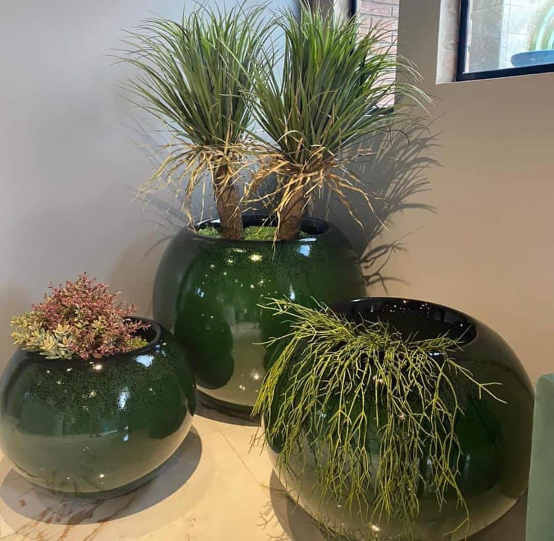 Vaso em Fibra de Vidro Estilo Vietnamita World Verde